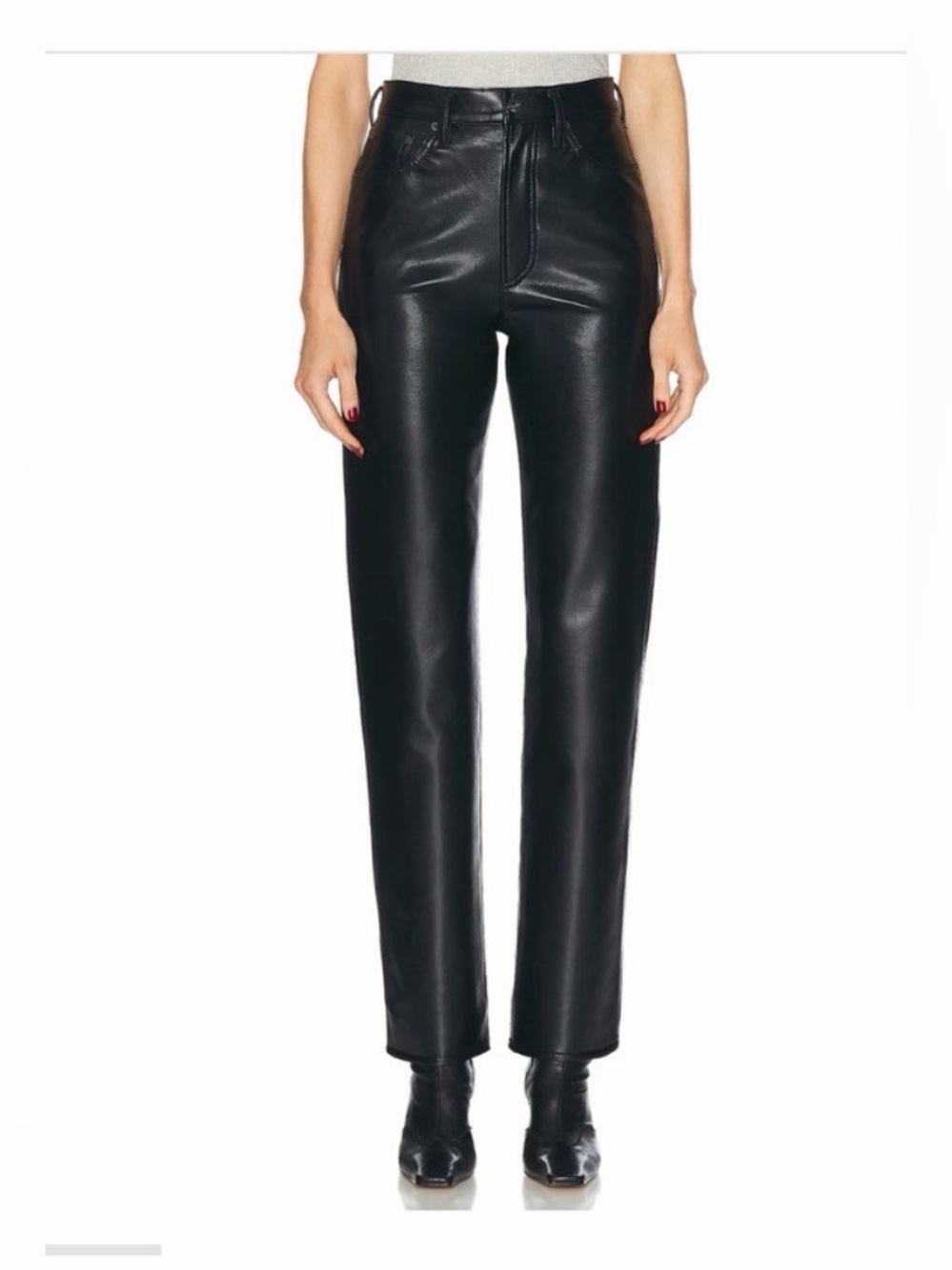 Agolde 90s Pinch Waist Recycled Leather Pants Size 25 - Picture 1 of 6